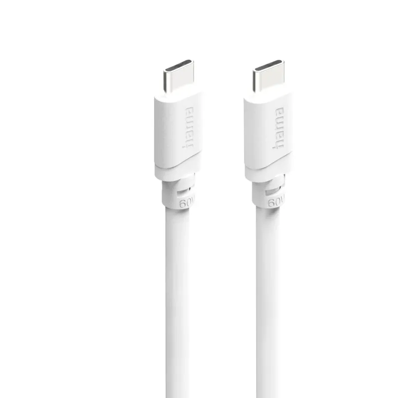 Hama Hama Ladekabel, USB-C - USB-C, 60 W, 2 m, Weiß, – Produktbild 2 von 4