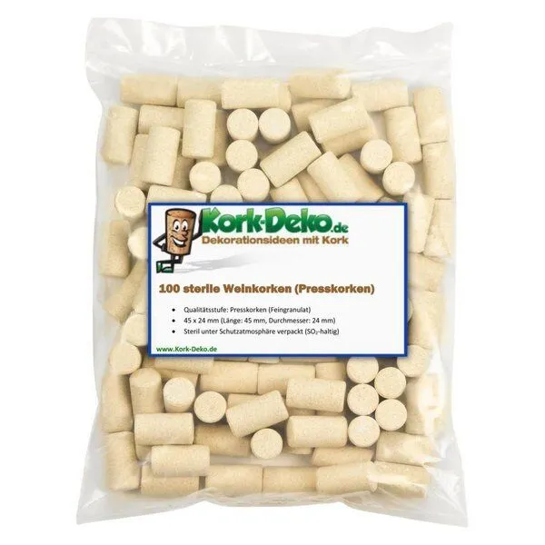 Kork-Deko Kork-Deko 100 sterile Weinkorken | Presskorken | 45 x 24 mm – Produktbild 1 von 4