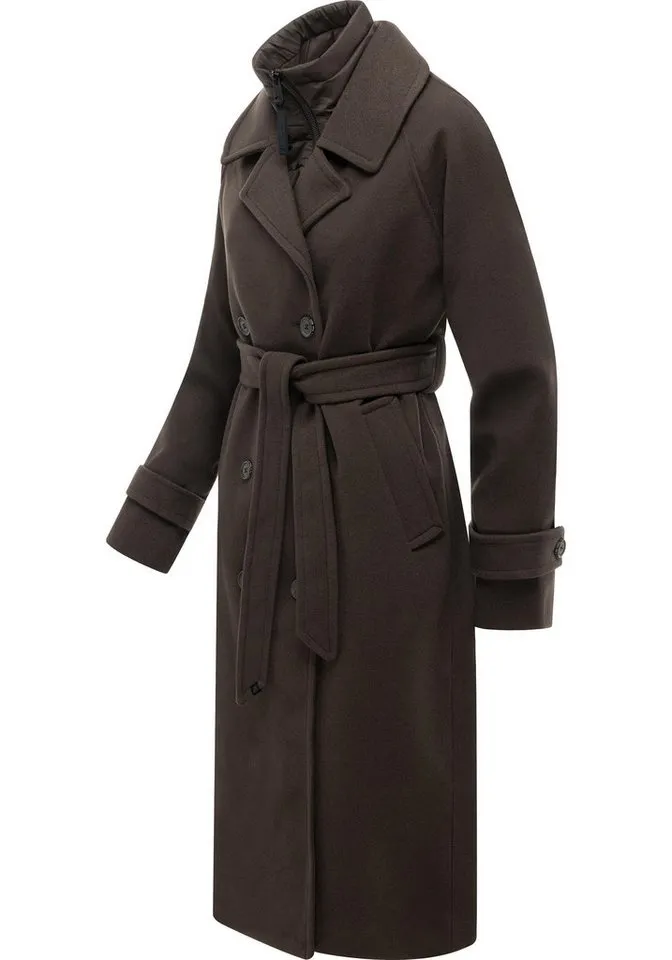 ragwear ragwear Langmantel Trenchie Felt Y Weicher Trenchcoat mit herausnehmbarem Stepp-Inlay, Braun, – Produktbild 3 von 3