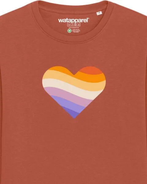 watapparel watapparel Sweatshirt Unisex Rainbow Heart, Heritage brown, – Produktbild 3 von 3