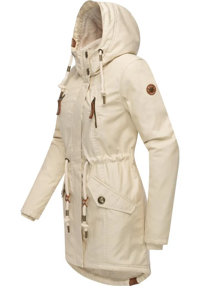ragwear ragwear Wintermantel Elsie stylischer Winterparka mit Kapuze und Teddyfleece, Beige|braun, – Produktbild 3 von 4