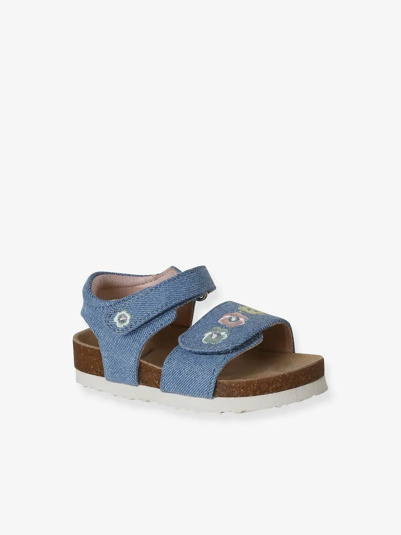 Vertbaudet Stoff-Sandalen mit Klettverschluss Baby, Jeansblau, – Produktbild 1 von 4