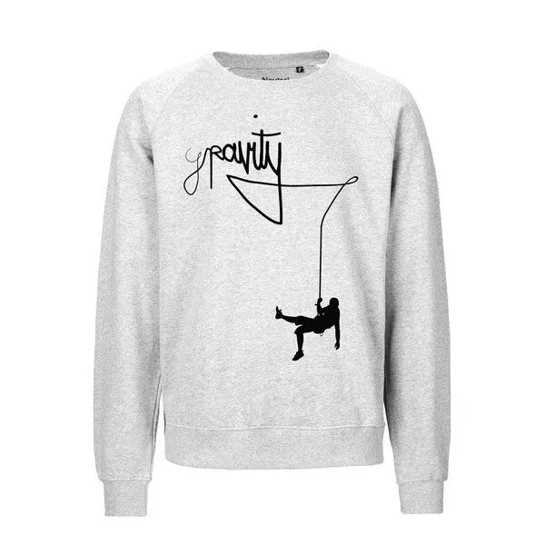 HANDGEDRUCKT HANDGEDRUCKT "Gravity" Unisex Sweatshirt aus reiner Biobaumwolle (kbA), Ashgrey, – Produktbild 1 von 3
