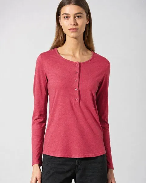 HempAge HempAge Damen Longsleeve Hanf/Bio-Baumwolle, Barolo (rot), – Produktbild 1 von 4