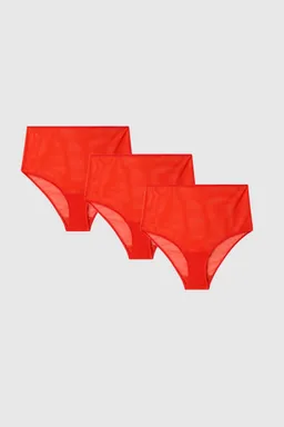 Understatement Understatement Damen vegan Multipack 3x Slips Highwaist Mesh Fiery Red – Produktbild 1 von 1