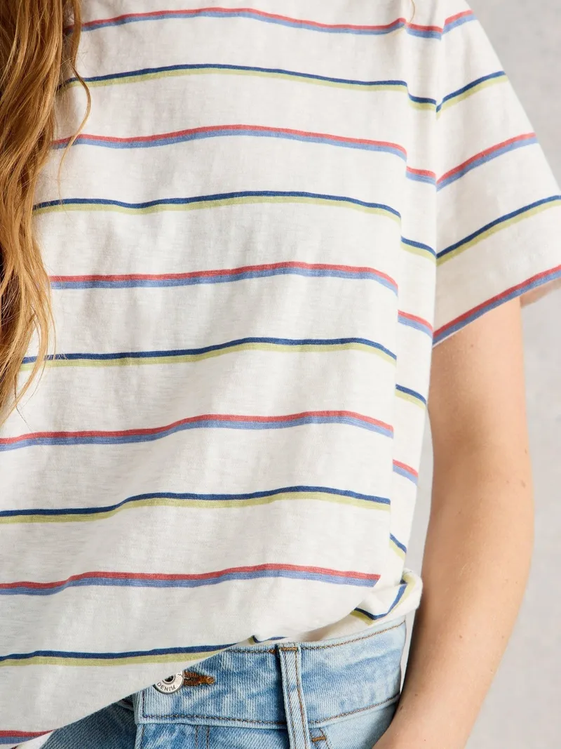 White Stuff Gestreiftes T-Shirt Clara - 46, Elfenbein multi, – Produktbild 3 von 4