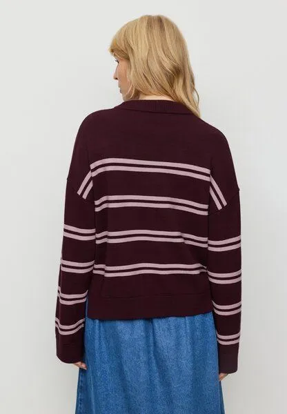 recolution Damen Strickpullover aus Bio-Baumwolle - GINGKO STRIPES - recolution, Dark plum (lila), – Produktbild 4 von 4