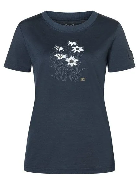 Super.Natural Super.Natural Merino T-Shirt W EDELWEISS BIO J TEE für Damen, Blueberry/various, – Produktbild 4 von 4
