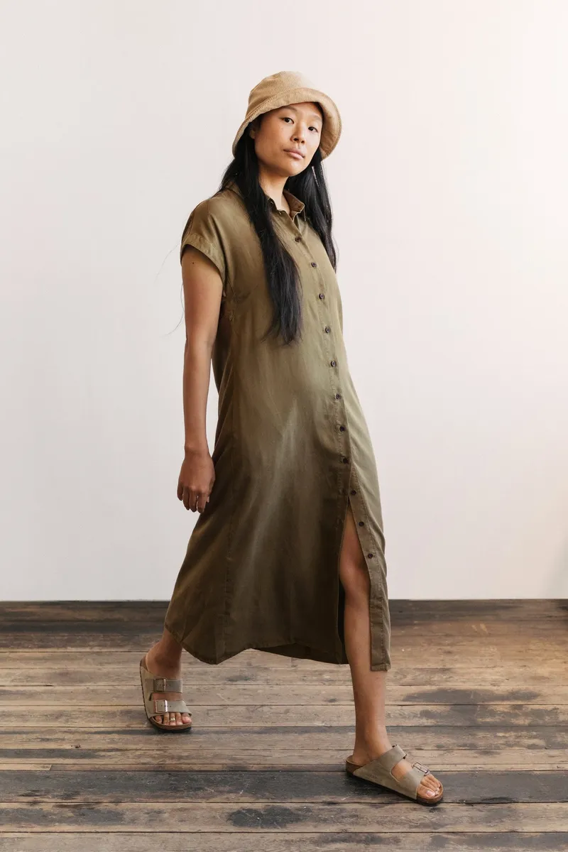 TWOTHIRDS TWOTHIRDS Damen vegan Kleid Takamaka Olive, Olivgrün, – Produktbild 1 von 2