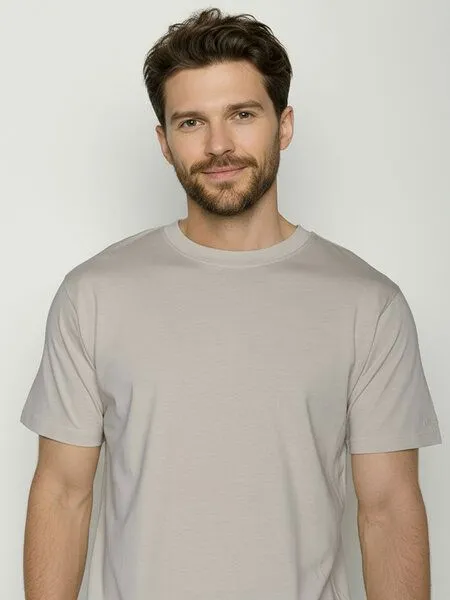 GreenBomb GREENBOMB Basic Fusion - Lässiges Oversize-T-Shirt aus Bio-Baumwolle / GOTS / Fair & Vegan, Grau (sandstone), – Produktbild 2 von 4