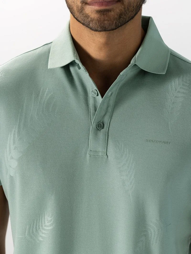 State of Art State of Art Polo Piqué Blattmuster Jade - Größe 3XL, Grün, – Produktbild 3 von 5