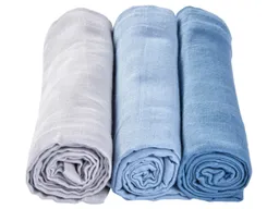 HANS NATUR Spucktücher Bio-Baumwolle 3er Set "Dusty Blue" Maße 75 x 75 cm – Produktbild 1 von 1