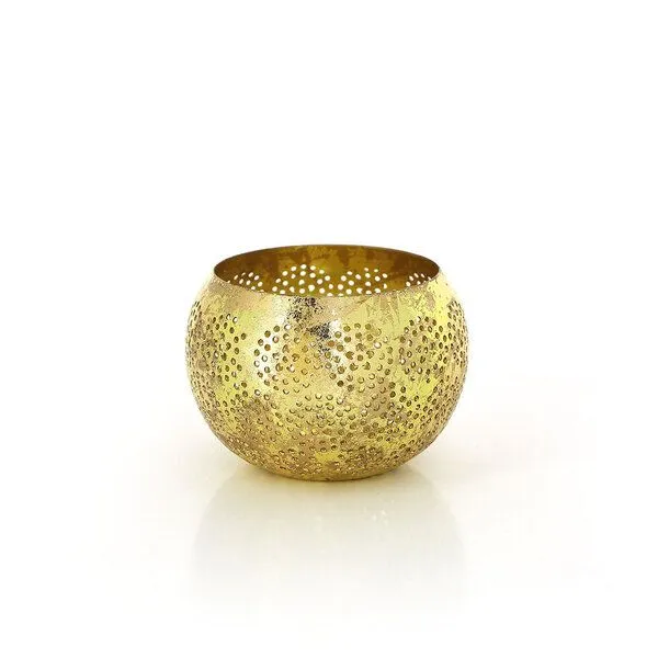 GLOBO Fair Trade GLOBO Fair Trade Windlicht MANDALA GOLD aus Eisenblech, Fair Trade aus Indien – Produktbild 2 von 2