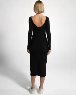 GORG GORG Damen vegan Kleid Langarm Gerippt Schwarz – Produktbild 1 von 1