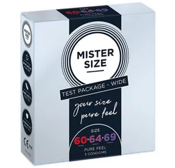 MISTER SIZE XXL-Kondome Anprobierpackung WIDE (60-64-69) 3 Größen zum Testen, Packung mit, 3 St., Maßkondome, vegan, extra dünn & extra fein, das passende Kondom in Ihrer Größe – Produktbild 1 von 1