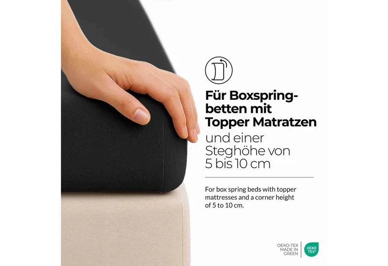 etérea Himmlische Qualität Spannbettlaken etérea Comfort Jersey Topper Spannbettlaken, Jersey, Gummizug: rundum, (1 Stück), Schwarz, – Produktbild 3 von 5
