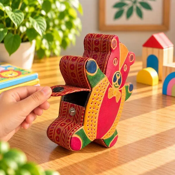 Janselo Teddybär Kinder-Spardose aus Shanti-Leder – Produktbild 4 von 4