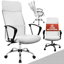 Casaria® Bürostuhl Deluxe Weiß mit Netz – Produktbild 1 von 1