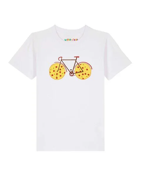 watabout.kids watabout.kids T-Shirt Kinder Pizza Fahrrad, White, – Produktbild 1 von 2