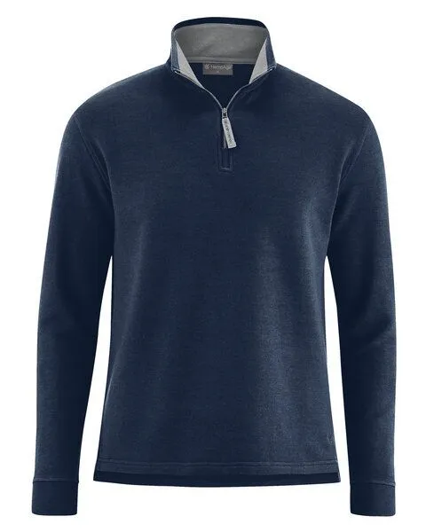 HempAge HempAge Herren Sweatware Troyer Hanf/Bio-Baumwolle, Navy, – Produktbild 1 von 4