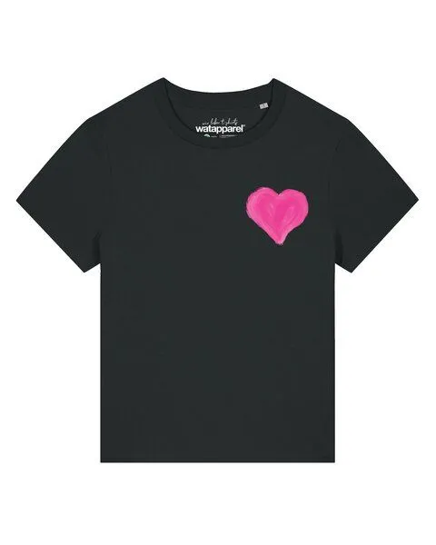 watapparel watapparel T-Shirt Frauen Pink Heart, Black, – Produktbild 1 von 2