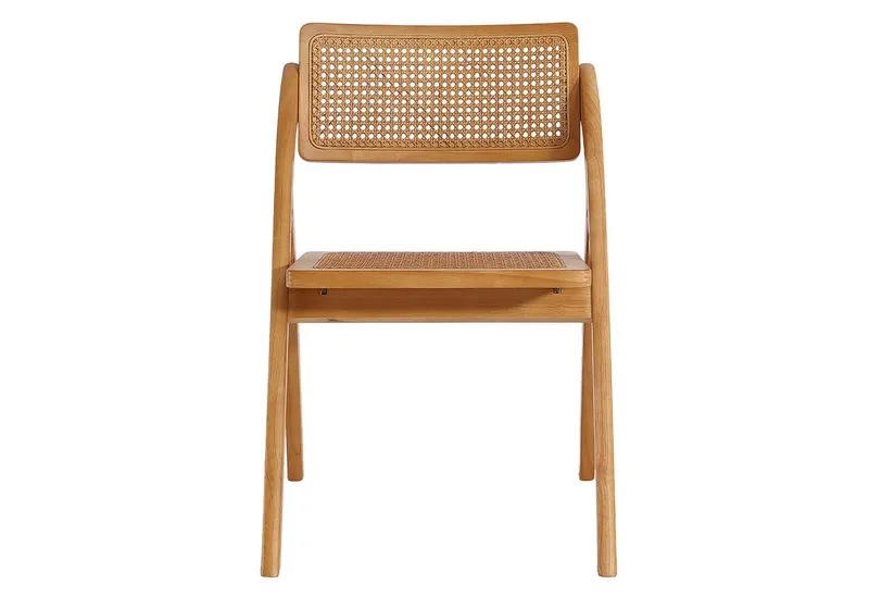 LIM HOME Klappstuhl Massivholz Rattan (Packung, 1 St), Gestell aus Massiveholz FSC®, Sitzfläche aus Rattan, Gelb, – Produktbild 2 von 5