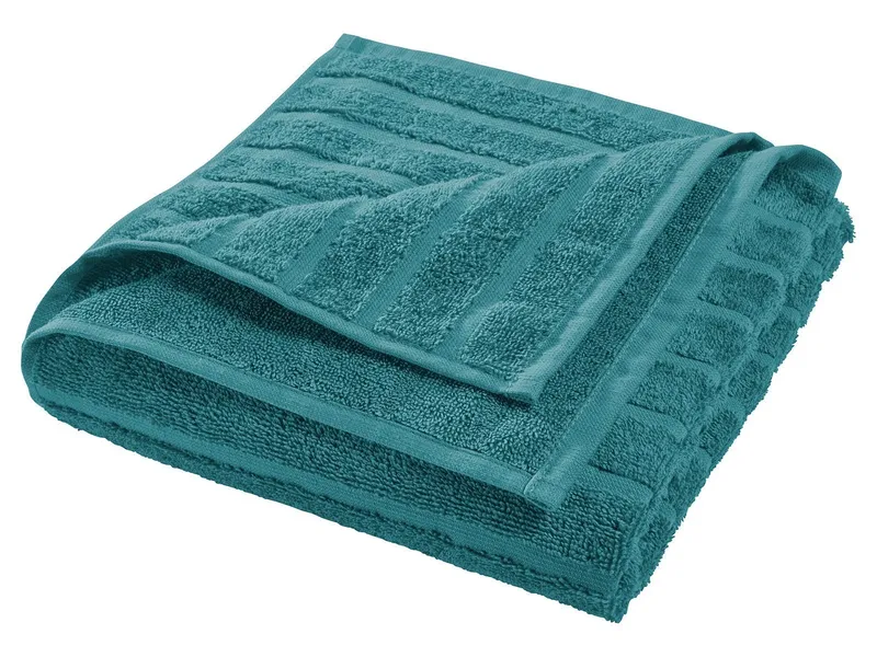 HANS NATUR Handtuch Bio-Baumwolle Frottee Streifen petrol Maße 50 x 100 cm, Türkis, – Produktbild 1 von 2