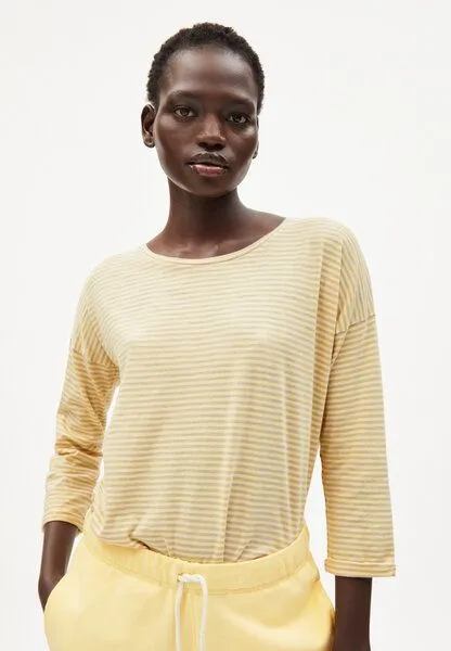 ARMEDANGELS ARMEDANGELS SIANAA LOVELY STRIPES - Damen Longsleeve Oversized Fit aus Bio-Baumwolle, Straw-light desert, – Produktbild 1 von 4