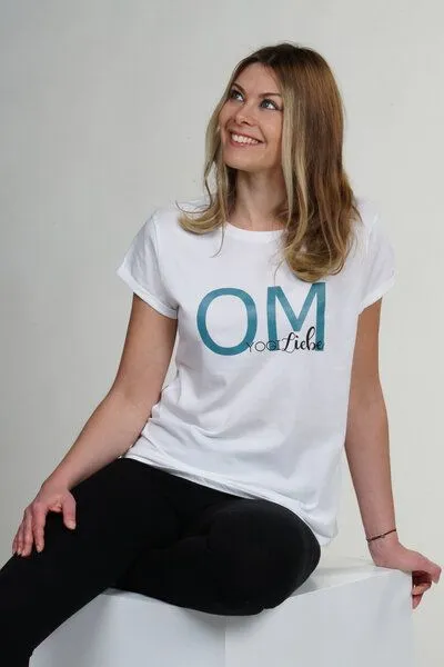 YogiLiebe YogiLiebe Yoga OM Shirt kurzarm - Bio-Baumwolle, Grau, – Produktbild 4 von 4