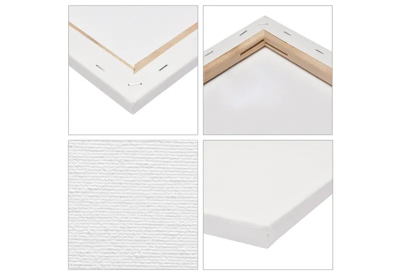 Artina Keilrahmen Akademie Leinwand, 18x24cm, Weiß, 5er Set, FSC, 100% Baumwolle, Canvas, 280 g/m², vorgrundiert, Galerieheftung & gefaltet, Weiß, – Produktbild 5 von 5