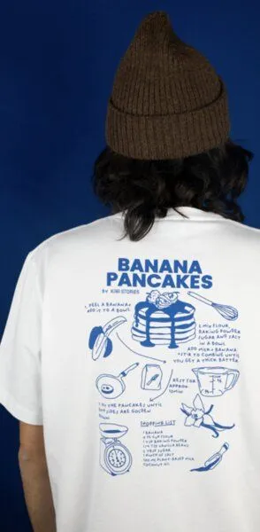 Kiwistories T-Shirt Unisex Pancake Baumwolle Print blau, Weiss, – Produktbild 2 von 3