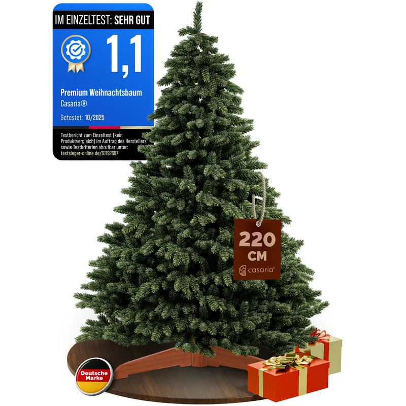 Casaria® Künstlicher Weihnachtsbaum Premium 220cm PE / PVC mit Holzständer FSC® – Produktbild 3 von 4