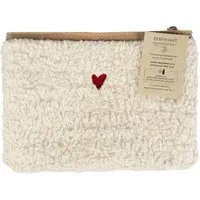 Memo Tasche 'Lilly' aus Bio-Baumwolle, mit Herz bestickt, weiß, B 25 x T 2 x H 18 cm – Produktbild 1 von 1