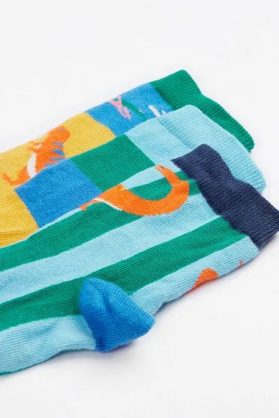Frugi Frugi Kindersocken in Dreierpack mit Dinosaurus – Produktbild 3 von 3