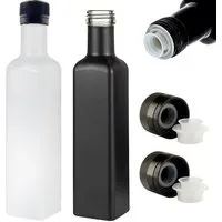 mikken mikken 2er Set Ölflasche mit Ausgießer 250 ml Glasflaschen matt schwarz / glänzend weiss inkl. 2 Etiketten, Schwarz/weiß, – Produktbild 1 von 1