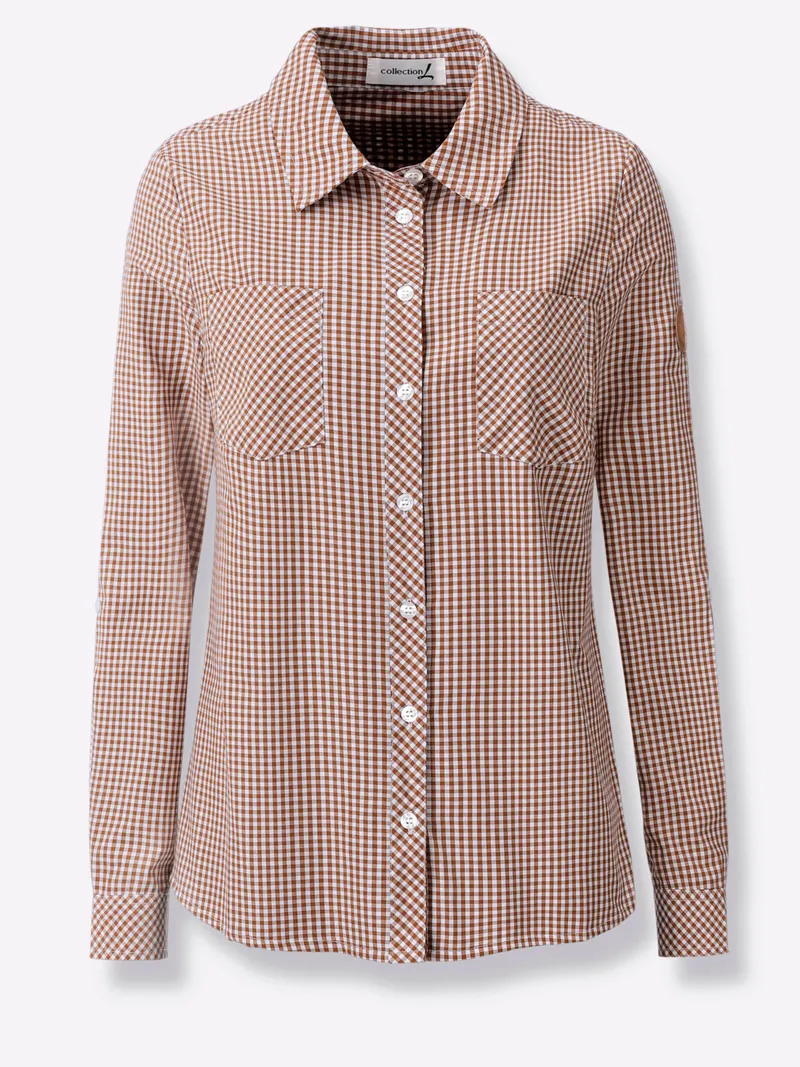 Witt Karobluse cognac-weiß-kariert, Cognac-weiß-kariert, – Produktbild 1 von 2