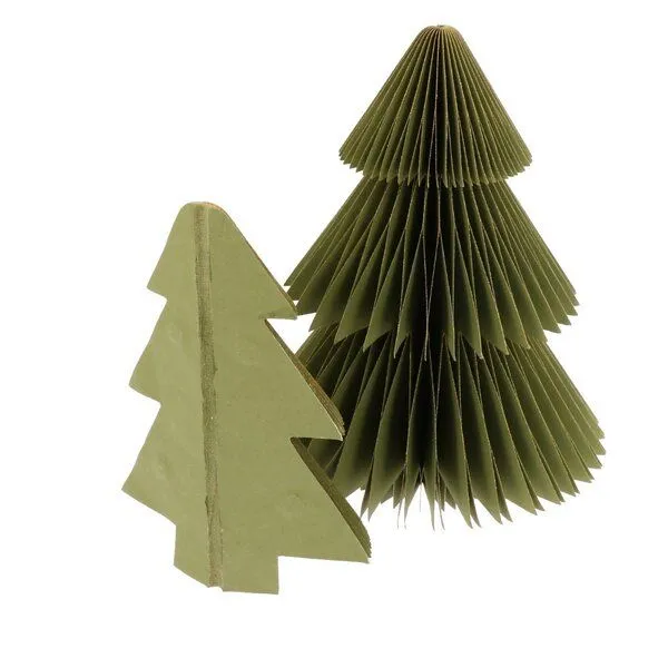 MoreThanHip MoreThanHip Dekorative Papier-Weihnachtsbäume (2er-Set) - Picea, Olivgrün, – Produktbild 3 von 4