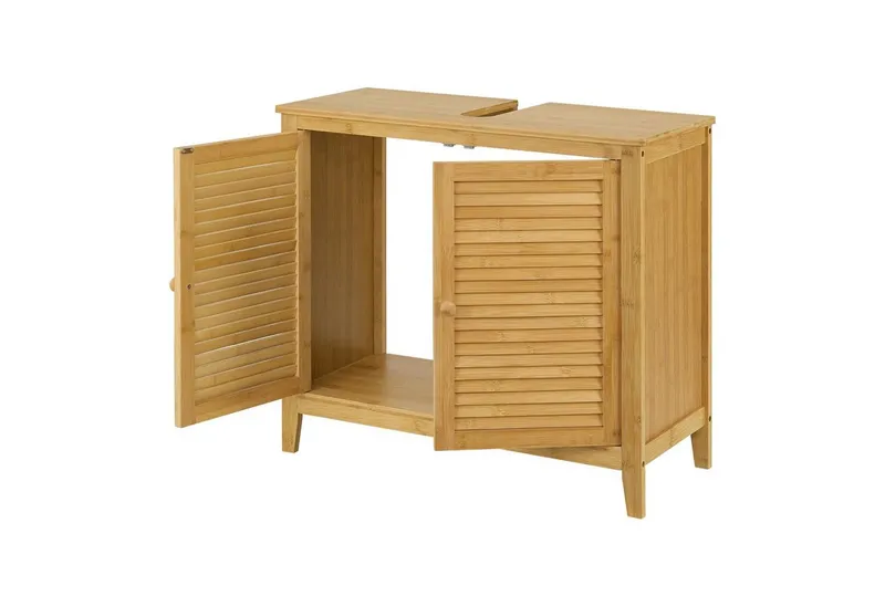 en.casa Waschbeckenunterschrank Värmdö Badezimmerschrank 60x67x30 aus Bambus, Beige, – Produktbild 4 von 5