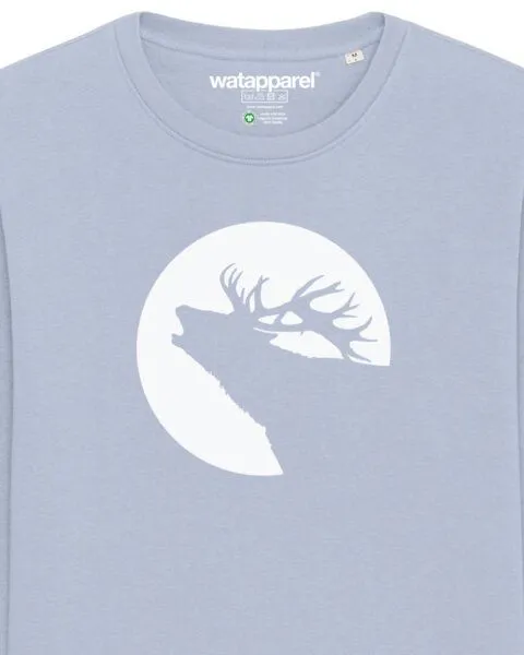 watapparel watapparel Sweatshirt Unisex Röhrender Hirsch, Serene blue, – Produktbild 3 von 4