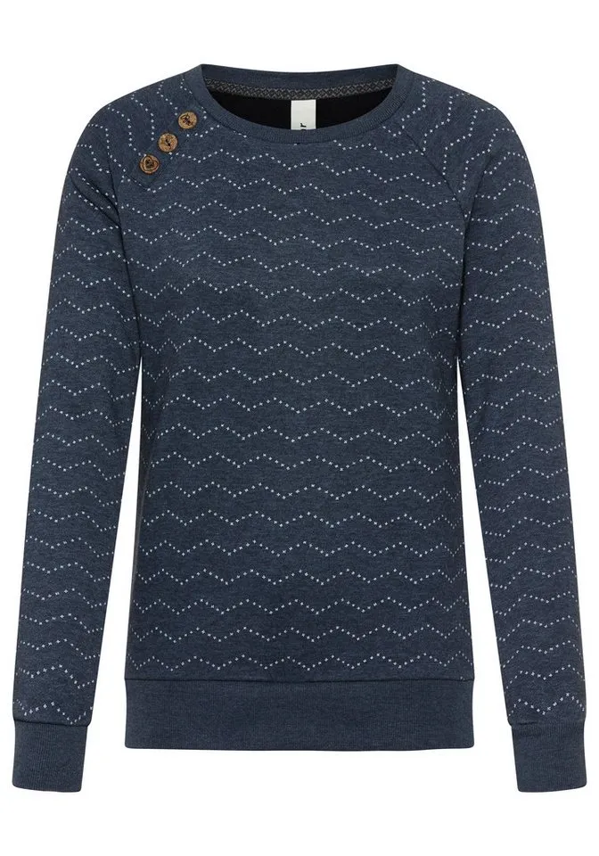 ragwear ragwear Sweatshirt DARIA ZIG ZAG O mit Zierknöpfen am Ausschnitt, Blau, – Produktbild 4 von 4