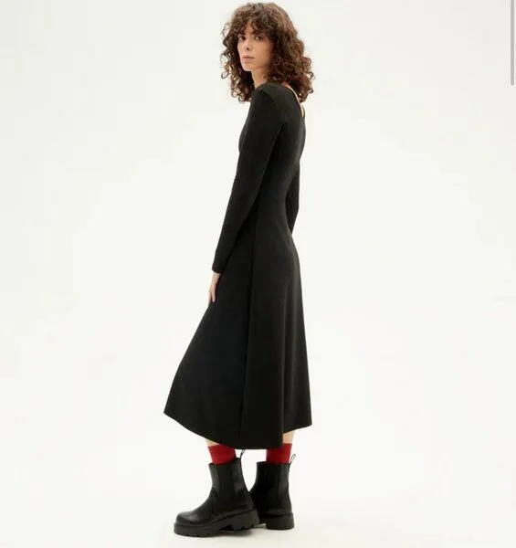 thinking mu thinking mu leger schickes Kleid- SORAYA- aus ECOVERO Viskose, Schwarz, – Produktbild 1 von 4