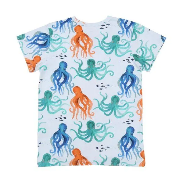 Walkiddy Baby T-Shirt – Weiß mit Oktopusmotiv, Kurzarm, weich & bequem | von Walkiddy – Produktbild 2 von 2