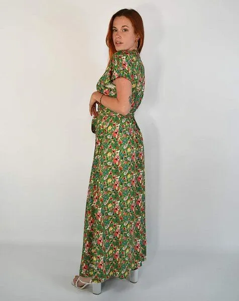 Aatise Aatise Langes Sommerkleid/Festkleid Zady mit Schmetterlingsärmel, 100% EcoVero, Grün, – Produktbild 4 von 4