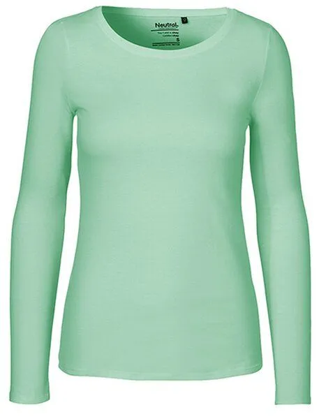 Neutral Neutral® Damen Langarm T-Shirt Bio Baumwolle Modern Fit Körpernah geschnitten, Dusty mint, – Produktbild 1 von 2