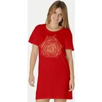 Peaces.bio - handbedruckte Biomode Peaces.bio - handbedruckte Biomode Longshirt Rose Damen, Rot, – Produktbild 1 von 1