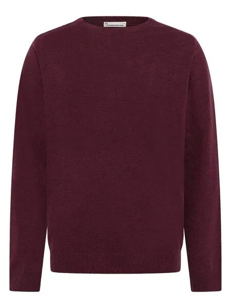 KnowledgeCotton Apparel KnowledgeCotton Apparel Strickpullover mit Rundhalsausschnitt aus Lammwolle, Rot-fig, – Produktbild 1 von 4