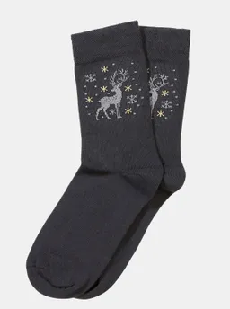 wäschepur Damen-Socken anthrazit + hellgrau-anthrazit-gelb-gemustert – Produktbild 1 von 1