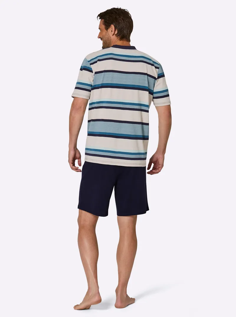 wäschepur men Shorty marine-ecru-geringelt, Marine-ecru-geringelt, – Produktbild 2 von 2