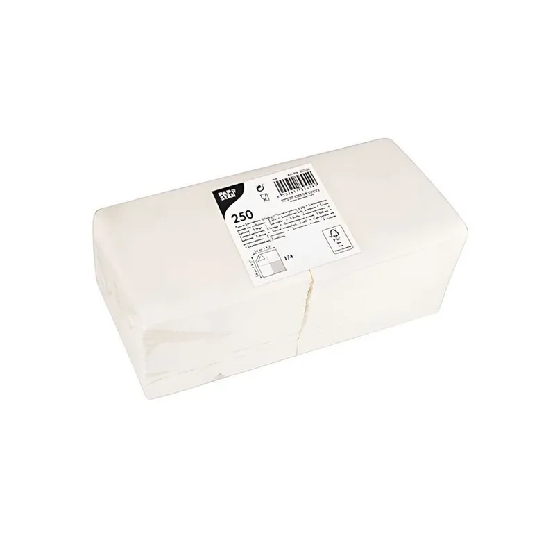 PAPSTAR PAPSTAR Papierserviette Servietten, 2-lagig 1/4-Falz 24 cm x 24 cm weiss 250 Stk, Weiß, – Produktbild 2 von 3
