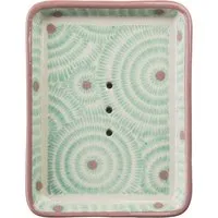 tranquillo Seifenschale "GEOMARA" aus Steinzeug, 13 x 10 x 2 cm, türkis/creme – Produktbild 1 von 1